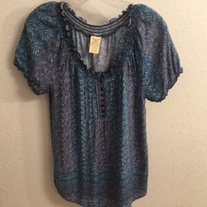 Faded Glory Rayon Top Small Blue